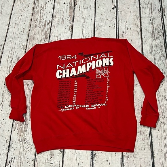 Vintage University of Nebraska Cornhuskers 1994 Football Champion Sweatshirt - Picture 2 of 10
